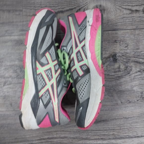Asics Gel Venture 5 Running Shoes Women’s Size 8 T5H5N Gray Pink Green Sneakers - Picture 7 of 10